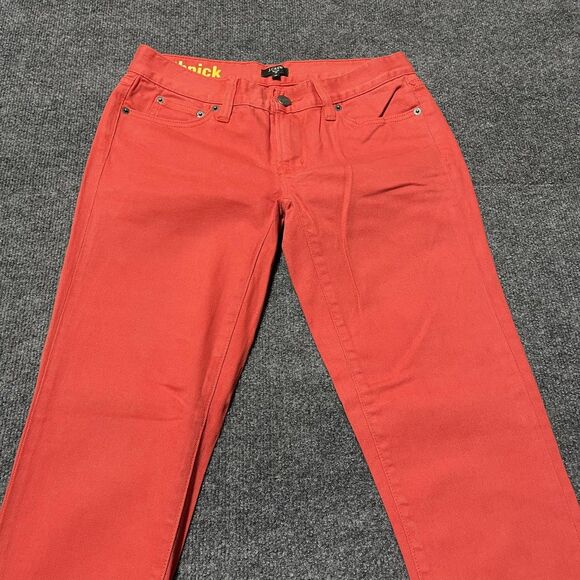 J Crew Toothpick Jeans Womens 25 Red Stretch Slim Fit Pants Classic Style - Picture 2 of 11